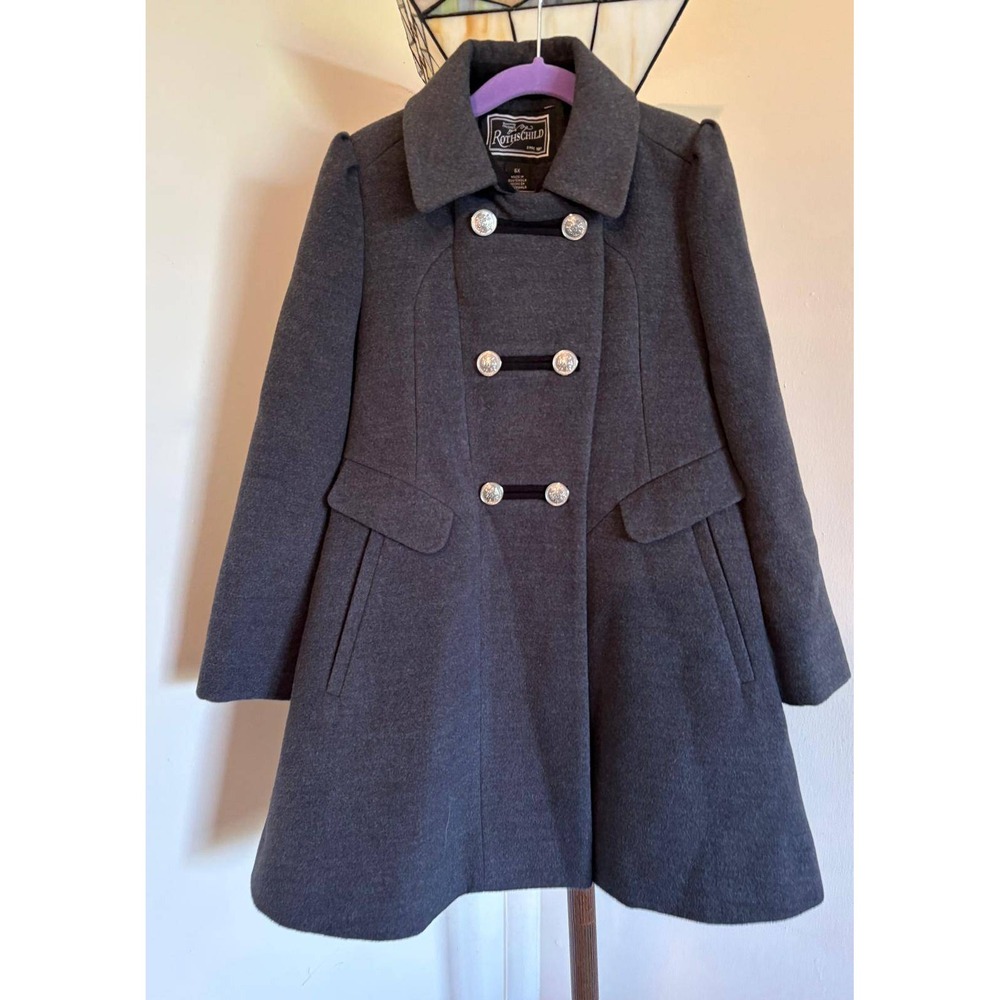 Rothschild Charcoal Grey Wool Blend Double‎ Breasted  girls Coat Ornate 6X
